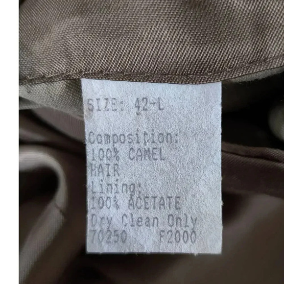 Evan Picone 100% Camel Hair Lined Coat Tan Single Breasted Overcoat Size 42L - Picture 6 of 10